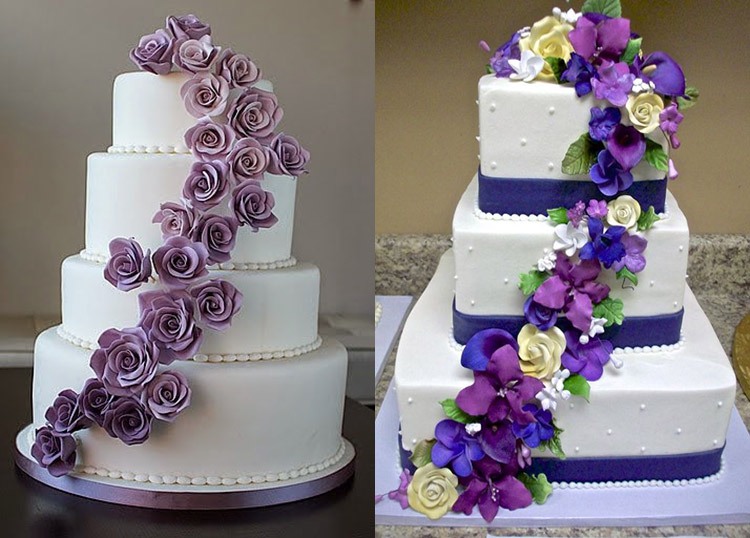 Торты для свадьбы в аметистовом цвете